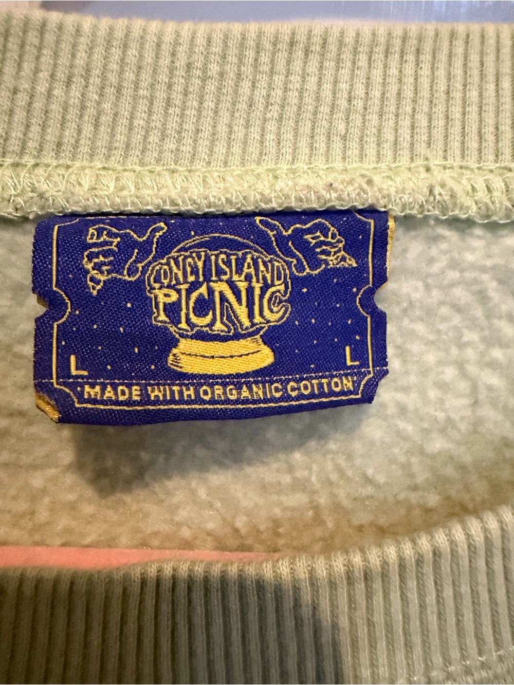 Urban Outfitters Coney Island Picnic Sage Green Butterfly Organic Sweatshirt L - Picture 4 of 4